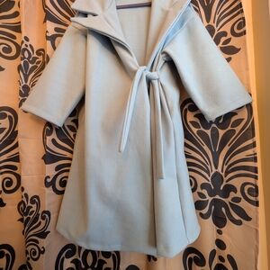 Boohoo Pastel Blue Tie-Waist Trench Coat